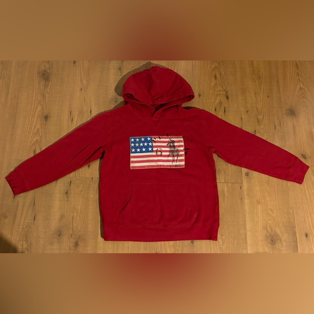 Polo by Ralph Lauren Red Hoodie with Flag Graphic
